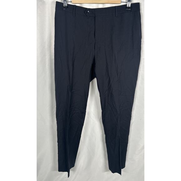 LANVIN FLAT FRONT WOOL TROUSERS DRESS PANTS SLACKS ITALY BLACK GRAY MEN'S 52 - Picture 1 of 4